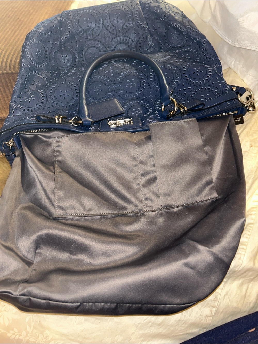 Coach Madison Sophia Lace Leather Shoulder Bag with Removable Strap - Coach - Picture 14 of 17